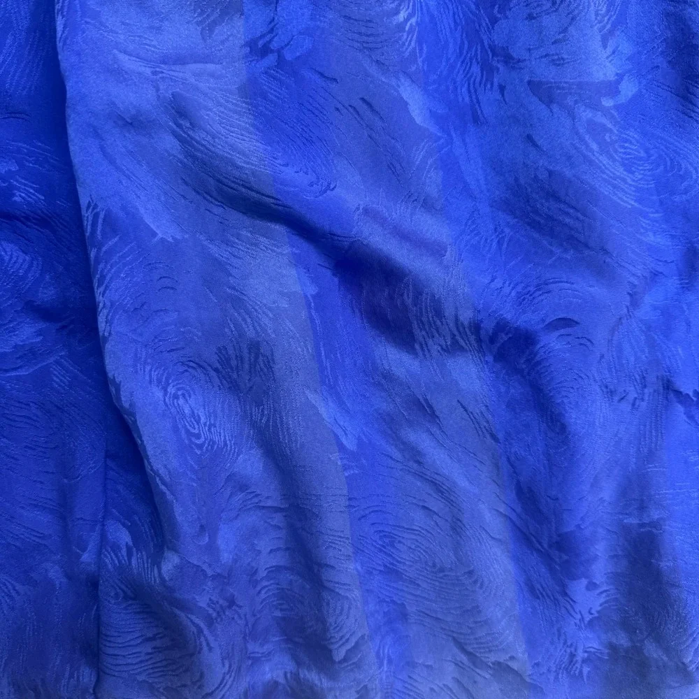 Vintage Argenti Silk Skirt 8 Cobalt Blue Jacquard Pleated Button Front Midi